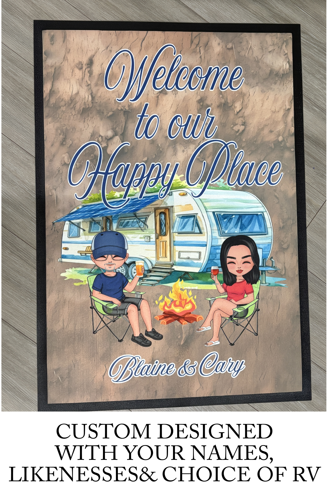 Welcome to our Happy Place, Customized - Door Mat, Entrance Mat,
