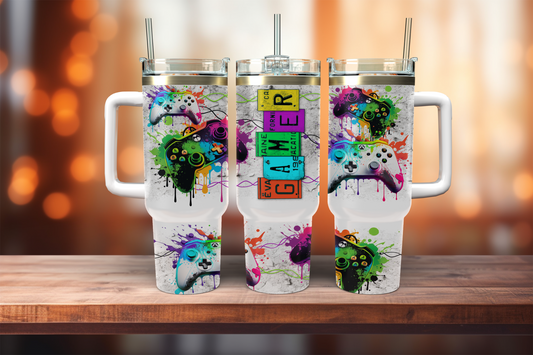 Gamer - 40oz tumbler with handle
