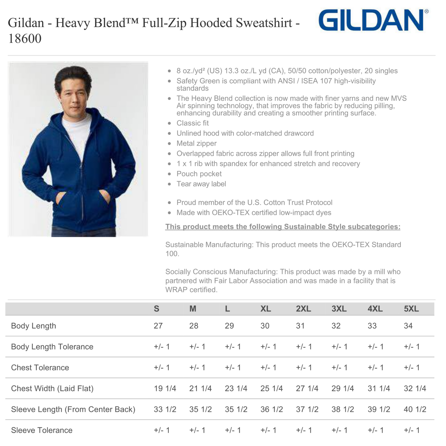 Design Your Own - Unisex Full Zip Hoodie, Gildan 18600