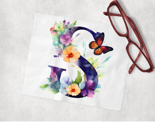 Monogram, Flowers & Butterflies - Lens Cleaning Cloth