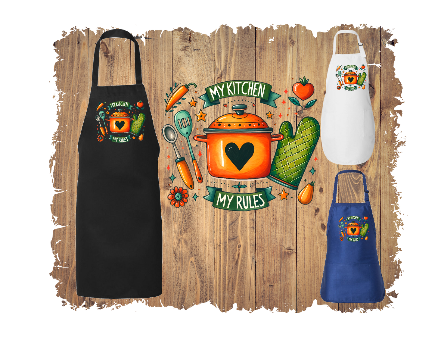 My Kitchen My Rules - Apron with 4 styles & sizes