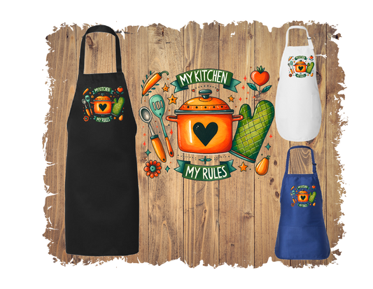 My Kitchen My Rules - Apron with 4 styles & sizes
