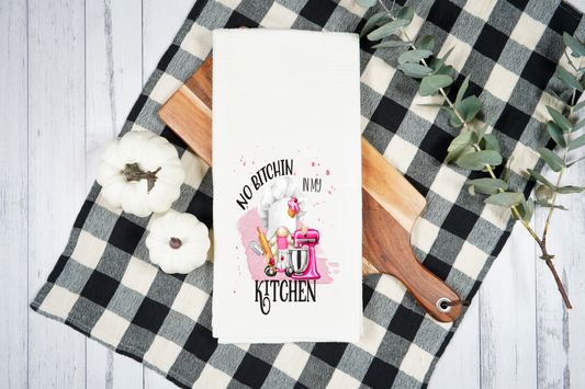 No Bitchin' In My Kitchen, Gnome -  Dish Towel, Kitchen Towel