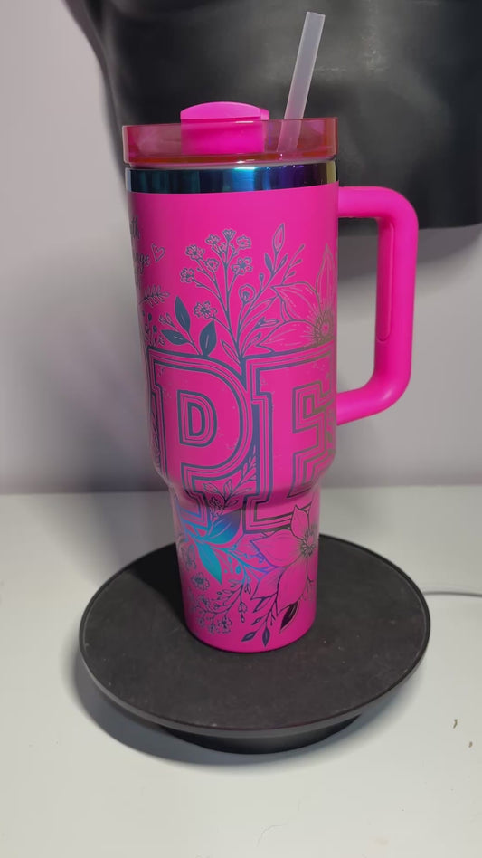 Hope, Cancer - Engraved Rainbow Plated 40oz tumbler with handle