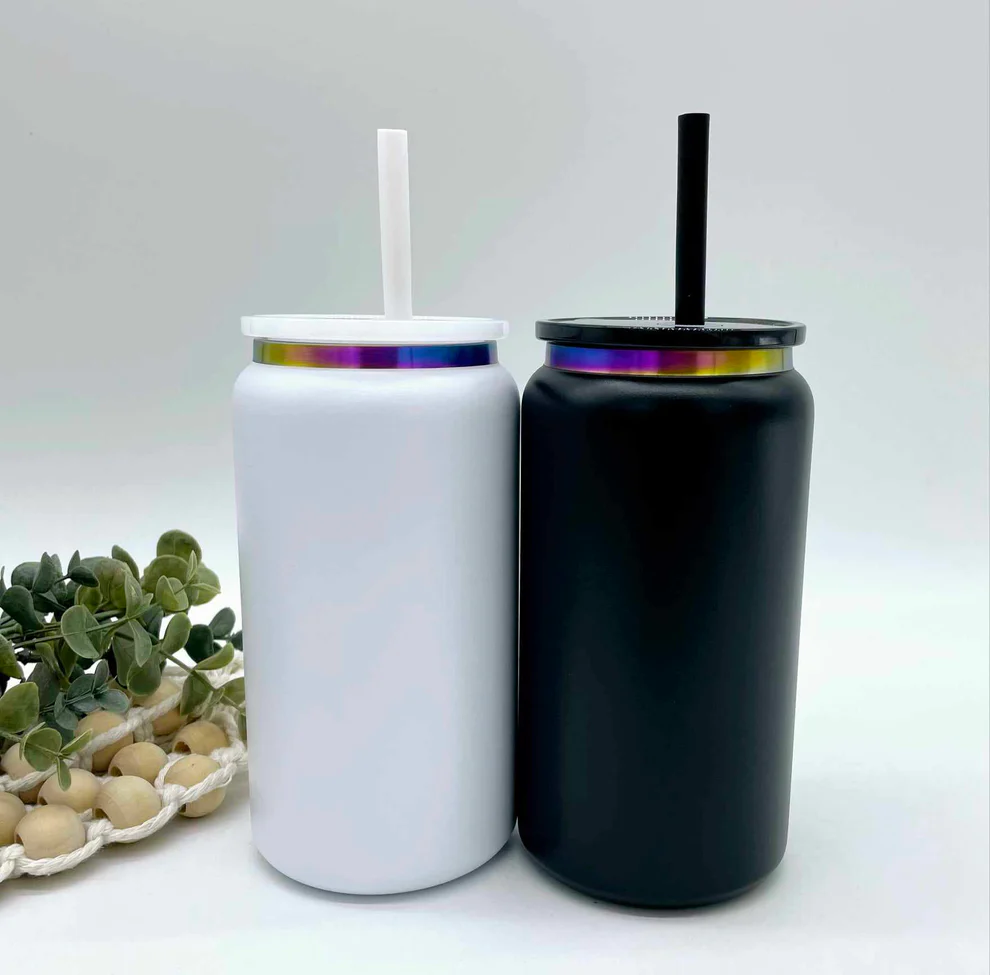 Design Your Own - 16oz Rainbow plated stainless steel insulated beer can tumbler