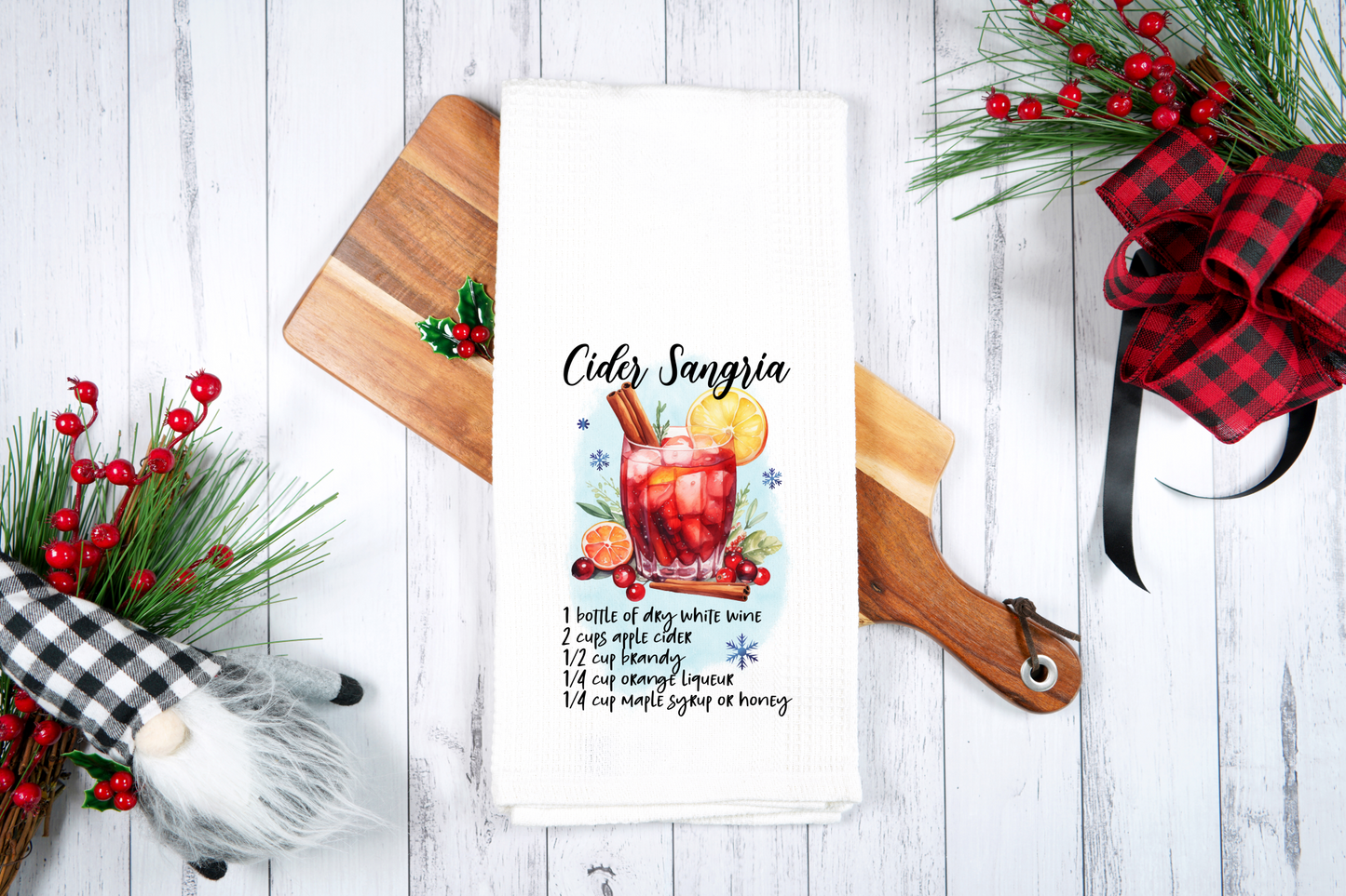 Cider Sangria, Cocktail Recipe -  Dish Towel, Kitchen Towel, Bar Towel