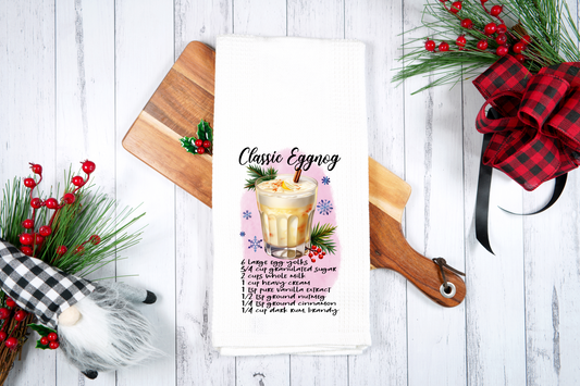 Classic Eggnog, Cocktail Recipe -  Dish Towel, Kitchen Towel, Bar Towel