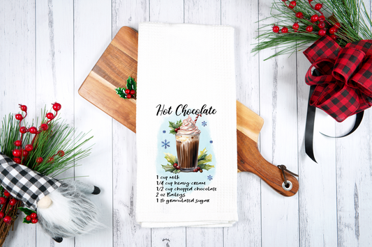 Hot Chocolate, Cocktail Recipe -  Dish Towel, Kitchen Towel, Bar Towel