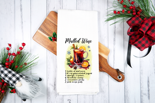 Mulled Wine, Cocktail Recipe -  Dish Towel, Kitchen Towel, Bar Towel