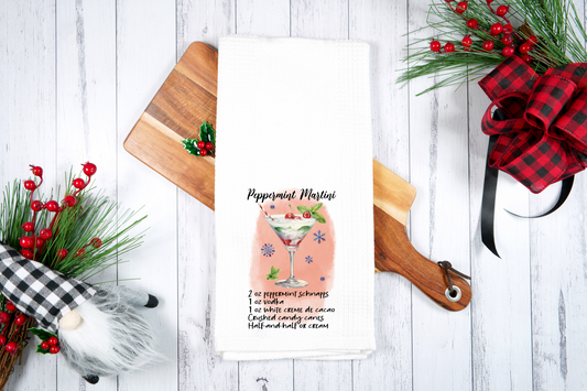 Peppermint Martini, Cocktail Recipe -  Dish Towel, Kitchen Towel, Bar Towel