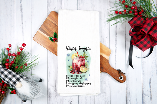 Winter Sangria, Cocktail Recipe -  Dish Towel, Kitchen Towel, Bar Towel
