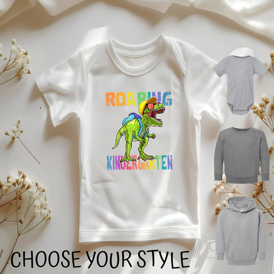 Roaring Into Kindergarten, T-Rex - Infant & Toddler Styles & Sizes