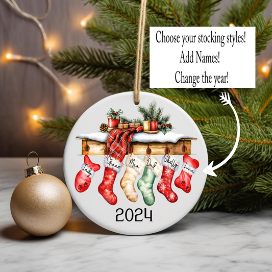 Christmas Stocking, Personalized with Names Christmas Ornament