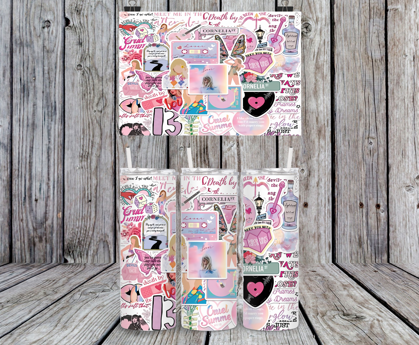 Taylor Swift Collage #3 - 15, 20 or 30oz skinny tumblers, 4 in 1 can cooler/tumbler and 4 in 1 can cooler/tumbler or 20oz blue tooth speaker tumblers