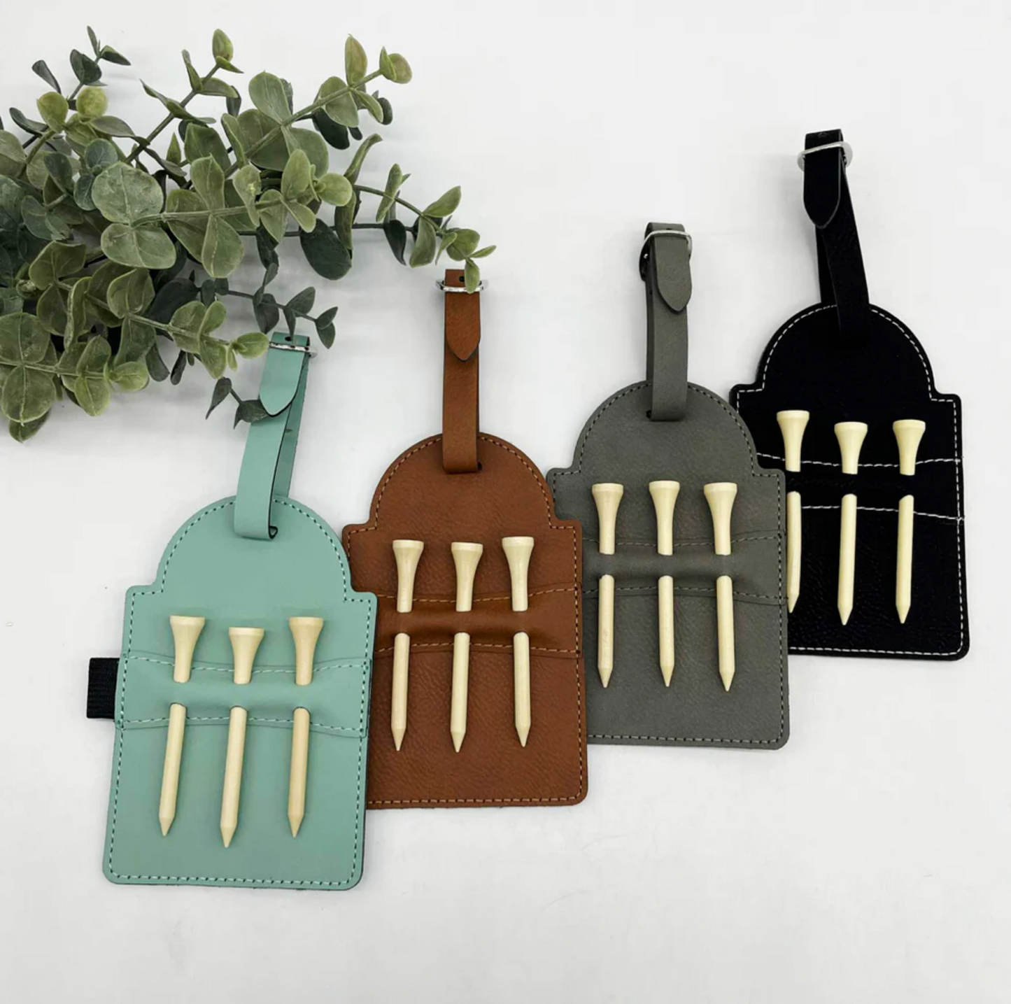 Design Your Own - Golf Tee Tag with tees, Leather & Engraved