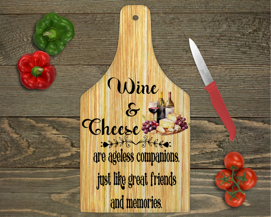 Wine & Cheese Are Ageless Companions Just Like Great Friends And Memories Tempered Glass Cutting Board, Trivet